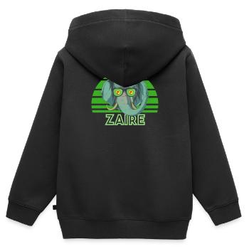 Zaire - Kinder Premium Organic Zip Hoodie - Schwarz - Hinten - AI Model Kid Male (0cm)