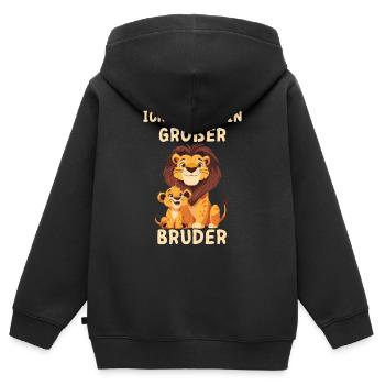 Ich werde ein großer Bruder Löwe - Kinder Premium Organic Zip Hoodie - Schwarz - Hinten - AI Model Kid Male (0cm)