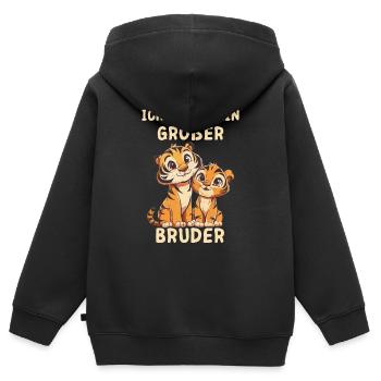 Ich werde ein großer Bruder Tiger - Kinder Premium Organic Zip Hoodie - Schwarz - Hinten - AI Model Kid Male (0cm)