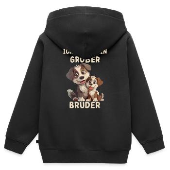 Ich werde ein großer Bruder Hund - Kinder Premium Organic Zip Hoodie - Schwarz - Hinten - AI Model Kid Male (0cm)