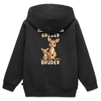 Ich werde ein großer Bruder Känguru - Kinder Premium Organic Zip Hoodie - Schwarz - Hinten - AI Model Kid Male (0cm)