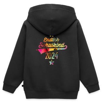 EINSCHULUNG ENDLICH SCHULKIND 2024 - Kinder Premium Organic Zip Hoodie - Schwarz - Hinten - AI Model Kid Male (0cm)