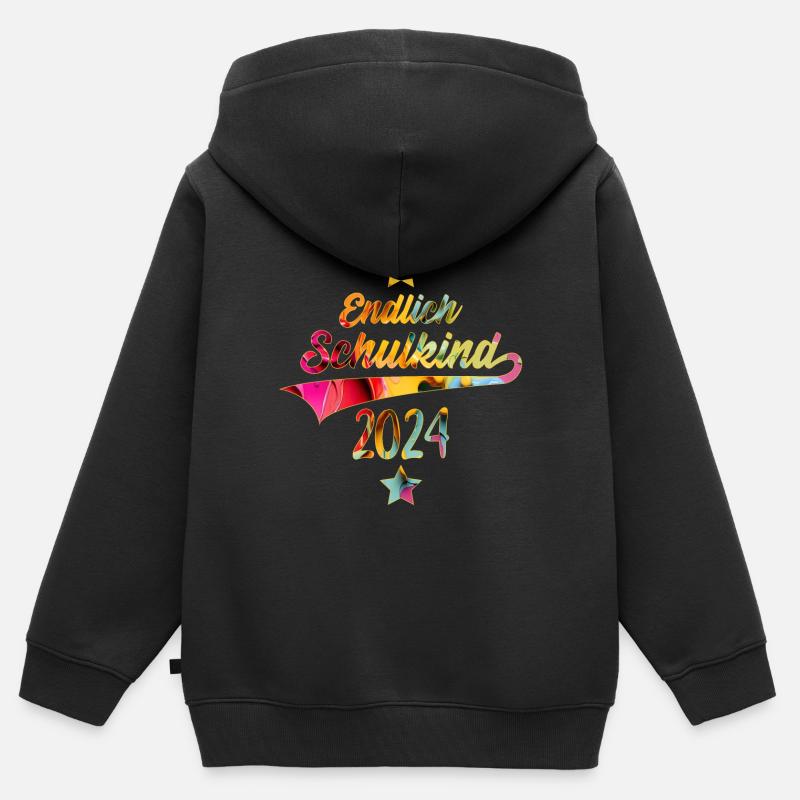 EINSCHULUNG ENDLICH SCHULKIND 2024 - Kinder Premium Organic Zip Hoodie - Schwarz