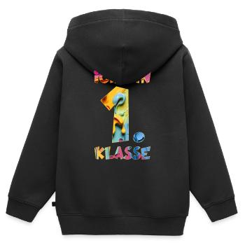 ICH BIN 1. KLASSE SCHULKIND - Kinder Premium Organic Zip Hoodie - Schwarz - Hinten - AI Model Kid Male (0cm)