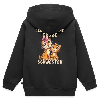 Ich werde eine große Schwester Tiger - Kinder Premium Organic Zip Hoodie - Schwarz - Hinten - AI Model Kid Male (0cm)