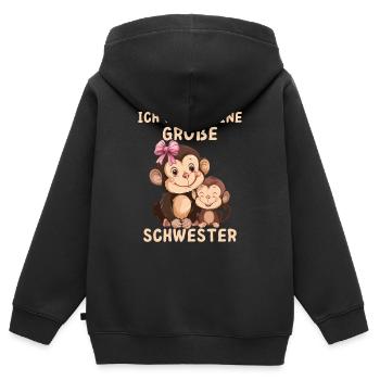 Ich werde eine große Schwester Affe - Kinder Premium Organic Zip Hoodie - Schwarz - Hinten - AI Model Kid Male (0cm)