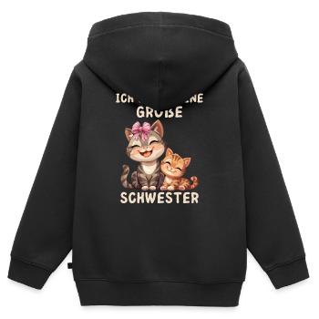 Ich werde eine große Schwester Katze - Kinder Premium Organic Zip Hoodie - Schwarz - Hinten - AI Model Kid Male (0cm)