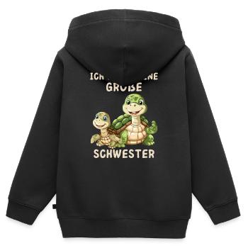 Ich werde eine große Schwester Schildkröte - Kinder Premium Organic Zip Hoodie - Schwarz - Hinten - AI Model Kid Male (0cm)