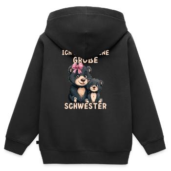 Ich werde eine große Schwester Bär - Kinder Premium Organic Zip Hoodie - Schwarz - Hinten - AI Model Kid Male (0cm)