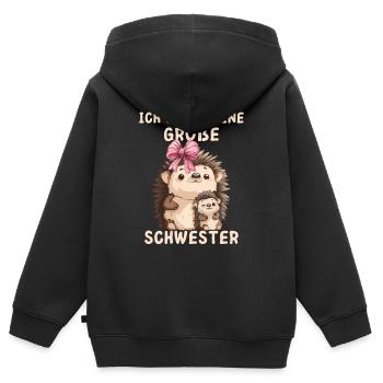Ich werde eine große Schwester Igel - Kinder Premium Organic Zip Hoodie - Schwarz - Hinten - AI Model Kid Male (0cm)