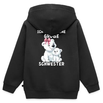 Ich werde eine große Schwester Eisbärin - Kinder Premium Organic Zip Hoodie - Schwarz - Hinten - AI Model Kid Male (0cm)