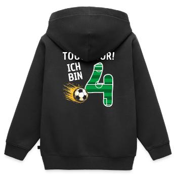 Tor Ich bin 4 - Kinder Premium Organic Zip Hoodie - Schwarz - Hinten - AI Model Kid Male (0cm)
