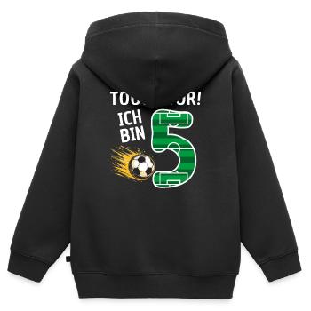 Tor Ich bin 5 - Kinder Premium Organic Zip Hoodie - Schwarz - Hinten - AI Model Kid Male (0cm)