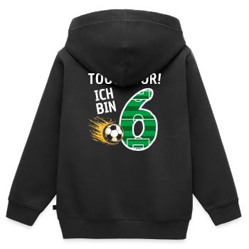 Tor Ich bin 6 - Kinder Premium Organic Zip Hoodie - Schwarz - Hinten - AI Model Kid Male (0cm)
