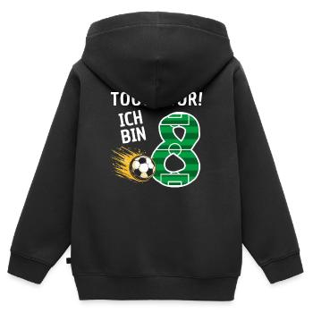 Tor Ich bin 8 - Kinder Premium Organic Zip Hoodie - Schwarz - Hinten - AI Model Kid Male (0cm)