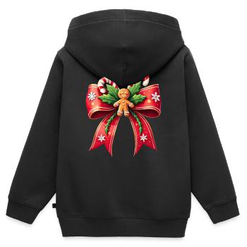 Weihnachtsgeschenk mit Zuckerrohrschleife - Kinder Premium Organic Zip Hoodie - Schwarz - Hinten - AI Model Kid Male (0cm)