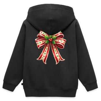 Weihnachtsgeschenk mit Zuckerrohrschleife - Kinder Premium Organic Zip Hoodie - Schwarz - Hinten - AI Model Kid Male (0cm)
