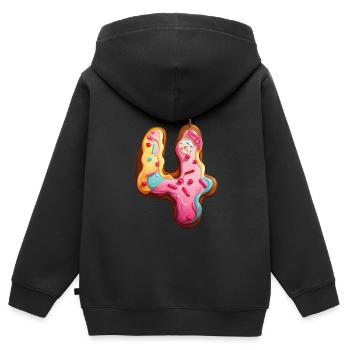 NUMMER 4 KUCHEN SWEET 4. GEBURTSTAG - Kinder Premium Organic Zip Hoodie - Schwarz - Hinten - AI Model Kid Male (0cm)