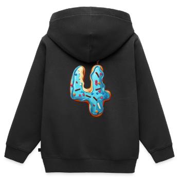NUMMER 4 KUCHEN SWEET 4. GEBURTSTAG - Kinder Premium Organic Zip Hoodie - Schwarz - Hinten - AI Model Kid Male (0cm)
