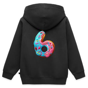NUMMER 6 KUCHEN SWEET 6. GEBURTSTAG - Kinder Premium Organic Zip Hoodie - Schwarz - Hinten - AI Model Kid Male (0cm)