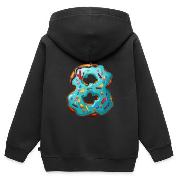 NUMMER 8 KUCHEN SWEET 8. GEBURTSTAG - Kinder Premium Organic Zip Hoodie - Schwarz - Hinten - AI Model Kid Male (0cm)