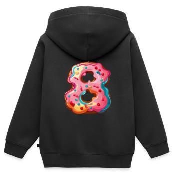 NUMMER 8 KUCHEN SWEET 8. GEBURTSTAG - Kinder Premium Organic Zip Hoodie - Schwarz - Hinten - AI Model Kid Male (0cm)