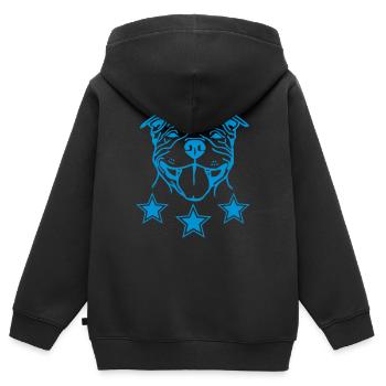 stafford © - www.dog-power.nl - Kinder Premium Organic Zip Hoodie - Schwarz - Hinten - AI Model Kid Male (0cm)