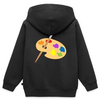 maler painter pinsel paint farbe artist color colo - Kinder Premium Organic Zip Hoodie - Schwarz - Hinten - AI Model Kid Male (0cm)