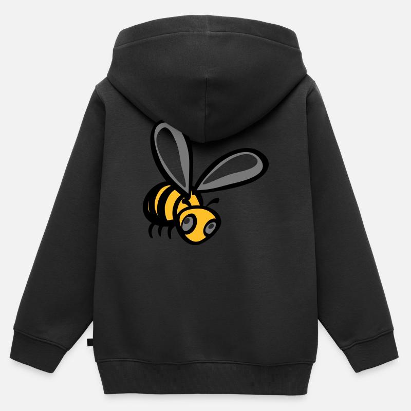 abeille - Sweat Premium à capuche zippé enfant bio - noir