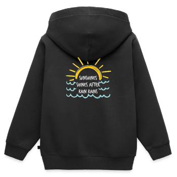 Le soleil brille après les pluies idée de cadeau - Sweat Premium à capuche zippé enfant bio - noir - Dos - AI Model Kid Male (0cm)