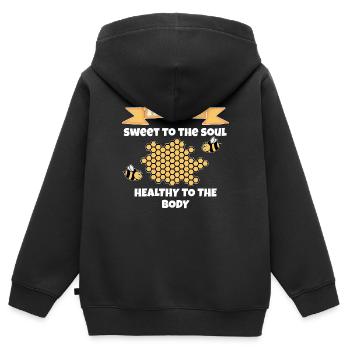 honig süß Geschenk für Imker Biene Wabe nektar - Kinder Premium Organic Zip Hoodie - Schwarz - Hinten - AI Model Kid Male (0cm)