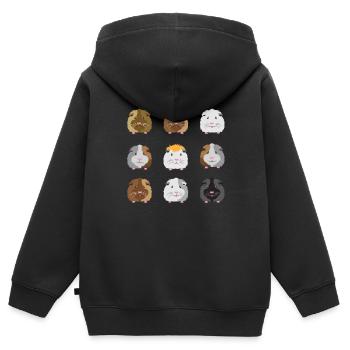 Neuf visages de cobayes - Sweat Premium à capuche zippé enfant bio - noir - Dos - AI Model Kid Male (0cm)