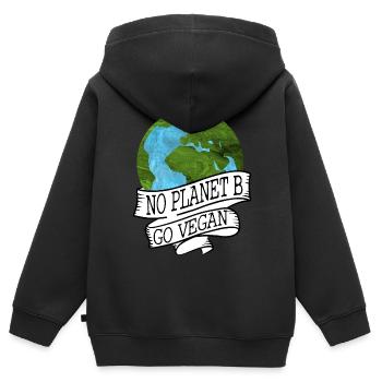 PAS DE PLANÈTE B GO VEGAN - Sweat Premium à capuche zippé enfant bio - noir - Dos - AI Model Kid Male (0cm)