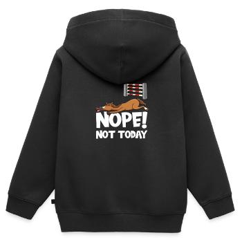 Springpferd ruht sich vor dem Sprung aus - Kinder Premium Organic Zip Hoodie - Schwarz - Hinten - AI Model Kid Male (0cm)