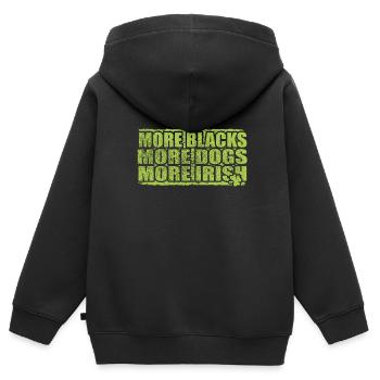 Plus de Noirs Plus de chiens Plus d’Irlandais - Sweat Premium à capuche zippé enfant bio - noir - Dos - AI Model Kid Male (0cm)