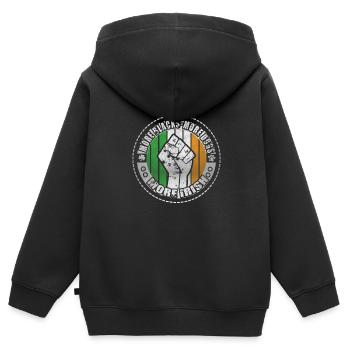 Plus de Noirs Plus de chiens Plus d’Irlandais - Sweat Premium à capuche zippé enfant bio - noir - Dos - AI Model Kid Male (0cm)