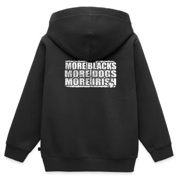 Plus de Noirs Plus de chiens Plus d’Irlandais - Sweat Premium à capuche zippé enfant bio - noir - Dos - AI Model Kid Male (0cm)