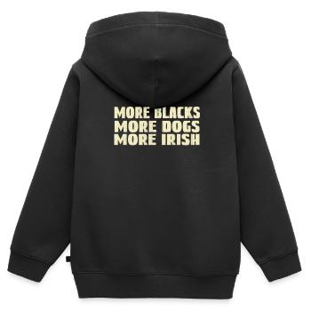 Plus de Noirs Plus de chiens Plus d’Irlandais - Sweat Premium à capuche zippé enfant bio - noir - Dos - AI Model Kid Male (0cm)