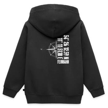 Fehmarn Insel Atlantik Koordinaten Karte Urlaub - Kinder Premium Organic Zip Hoodie - Schwarz - Hinten - AI Model Kid Male (0cm)