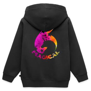 MAGICAL 6. GEBURTSTAG EINHORN - Kinder Premium Organic Zip Hoodie - Schwarz - Hinten - AI Model Kid Male (0cm)
