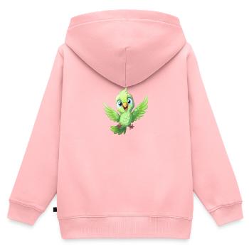 Lächelnder Vogel Comic Fliegende Fröhlichkeit - Kinder Premium Organic Zip Hoodie - Rosa - Hinten - AI Model Kid Female (0cm)