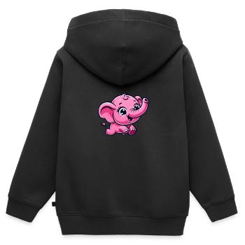 Cartoon rosa Baby Elefant springt umher - Kinder Premium Organic Zip Hoodie - Schwarz - Hinten - AI Model Kid Male (0cm)