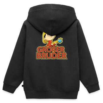 Grand frère - Sweat Premium à capuche zippé enfant bio - noir - Dos - AI Model Kid Male (0cm)