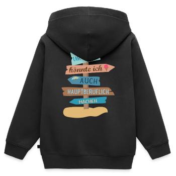 Urlaub - Kinder Premium Organic Zip Hoodie - Schwarz - Hinten - AI Model Kid Male (0cm)