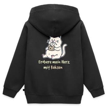 Erobere mein Herz mit Keksen Fantasy Katze Kinder - Kinder Premium Organic Zip Hoodie - Schwarz - Hinten - AI Model Kid Male (0cm)