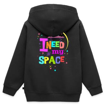 Ich brauche meinen Platz - Kinder Premium Organic Zip Hoodie - Schwarz - Hinten - AI Model Kid Male (0cm)