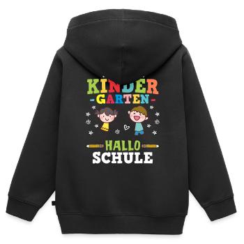 Tschüss Kindergarten Hallo Schule - Einschulung - Kinder Premium Organic Zip Hoodie - Schwarz - Hinten - AI Model Kid Male (0cm)