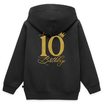 10ème anniversaire - c'est mon anniversaire - Sweat Premium à capuche zippé enfant bio - noir - Dos - AI Model Kid Male (0cm)