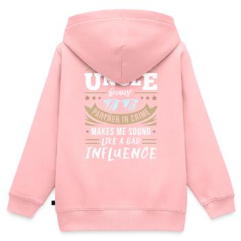 Uncle - Partner In Crime & Bad Influence - Kids Premium Organic Zip-up Hoodie - rose - Back - AI Model Kid Female (0cm)