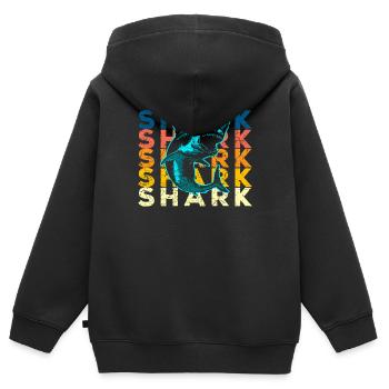Requin requin - Sweat Premium à capuche zippé enfant bio - noir - Dos - AI Model Kid Male (0cm)